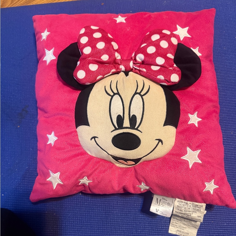 Disney Minnie Mouse Pink Plush Star Pillow with Polka-Dot Bow